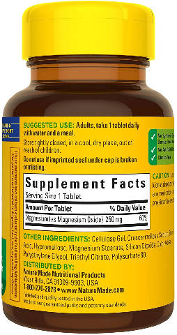 Suplemento de magnésio 250mg - Magnesium Nature Made