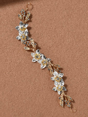 Enfeite de cabelo floral dourado