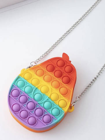 Bolsa de corpo cruzada para meninas com padrão listrado arco-íris