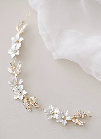 Enfeite de cabelo floral dourado
