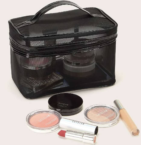 Bolsa de maquilhagem de rede de malha