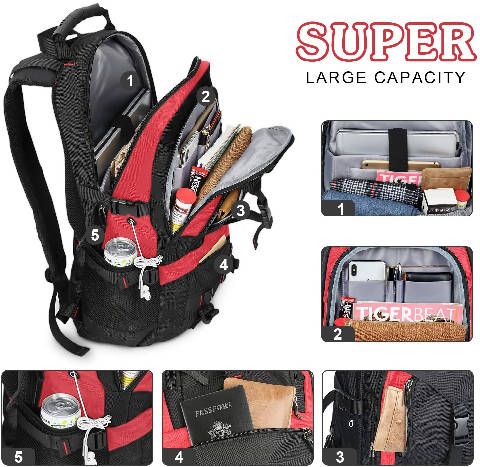 Mochila de viagem grande com porta de carregamento USB - Tocode