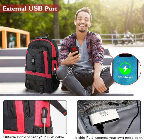 Mochila de viagem grande com porta de carregamento USB - Tocode