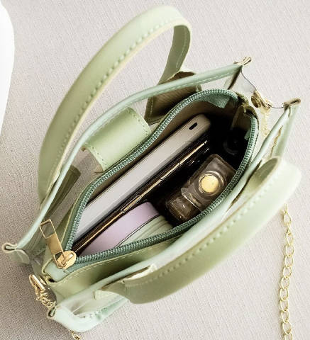 Bolsa transparente de corrente com bolsa interna