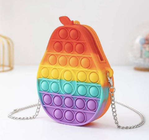 Bolsa de corpo cruzada para meninas com padrão listrado arco-íris