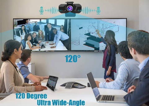 Webcam 1080P com microfone, tripé e capa de privacidade