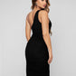 Vestido justo sólido com um ombro - preto (tam: L)